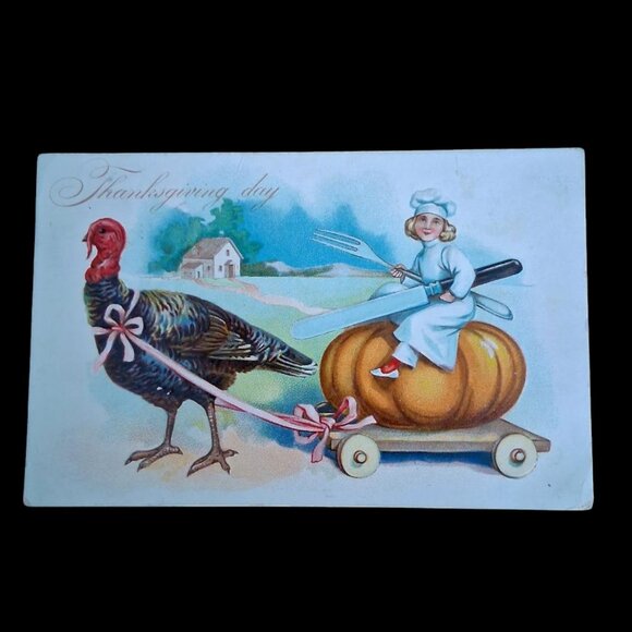 1907 Rare Antique Raphael Tuck “Thanksgiving Day” Postcard Series No. 123 - Picture 1 of 4